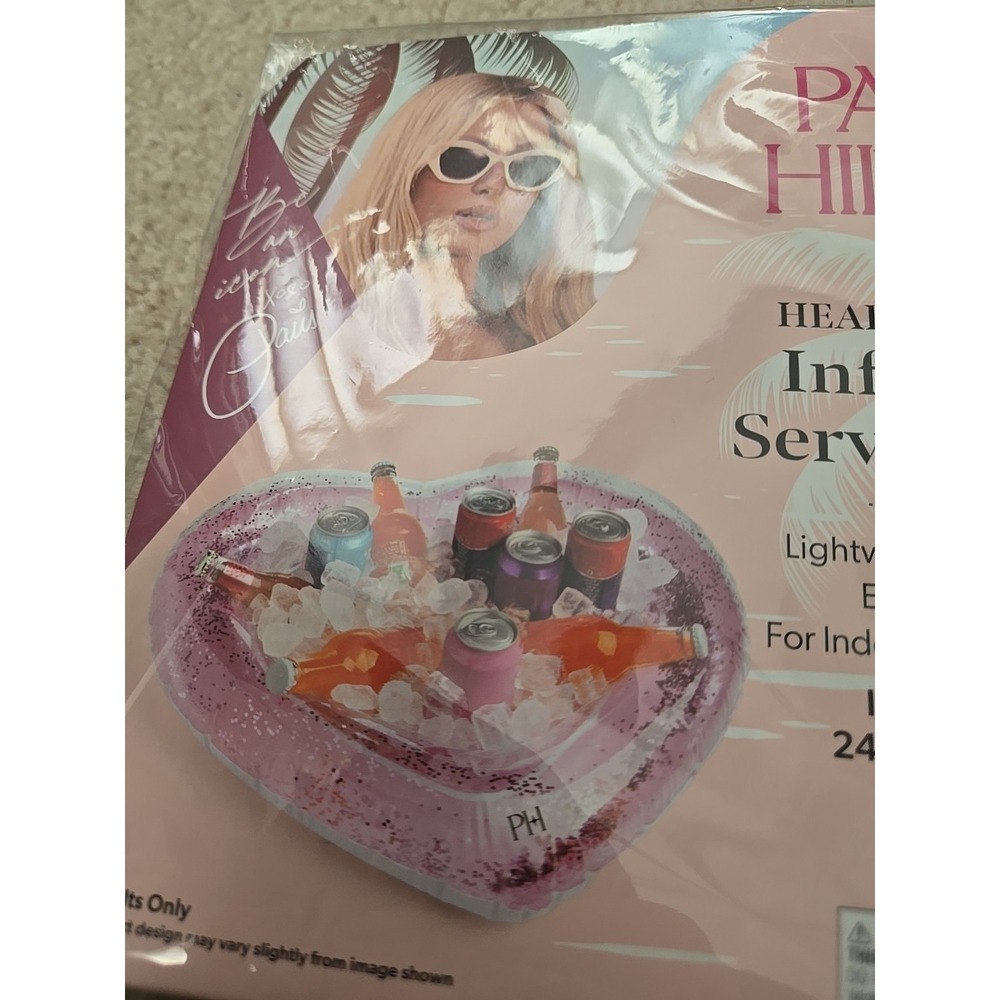Paris Hilton Inflatable Heart Shaped Drink Holders Lightweight & Portable NEW - Picture 3 of 4